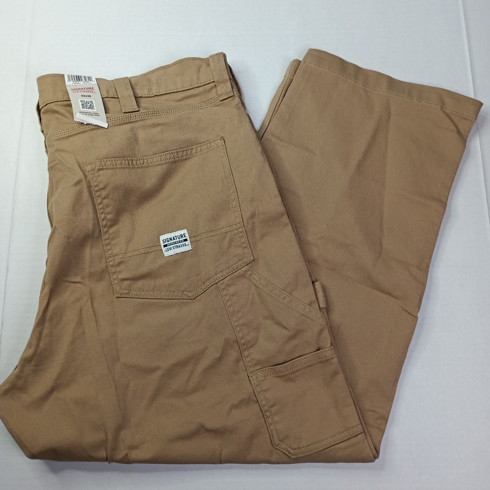 Signature By Levi Strauss & Co. Carpenter Jeans Men's Size 42x30 Khaki Cotton